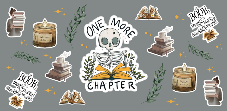 Креативна склянка "ONE MORE CHAPTER" 500 мл з скляною трубочкою та бамбуковою кришкою 00135 фото